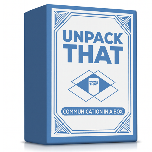 Blue box with 'Unpack That' branding on a white background